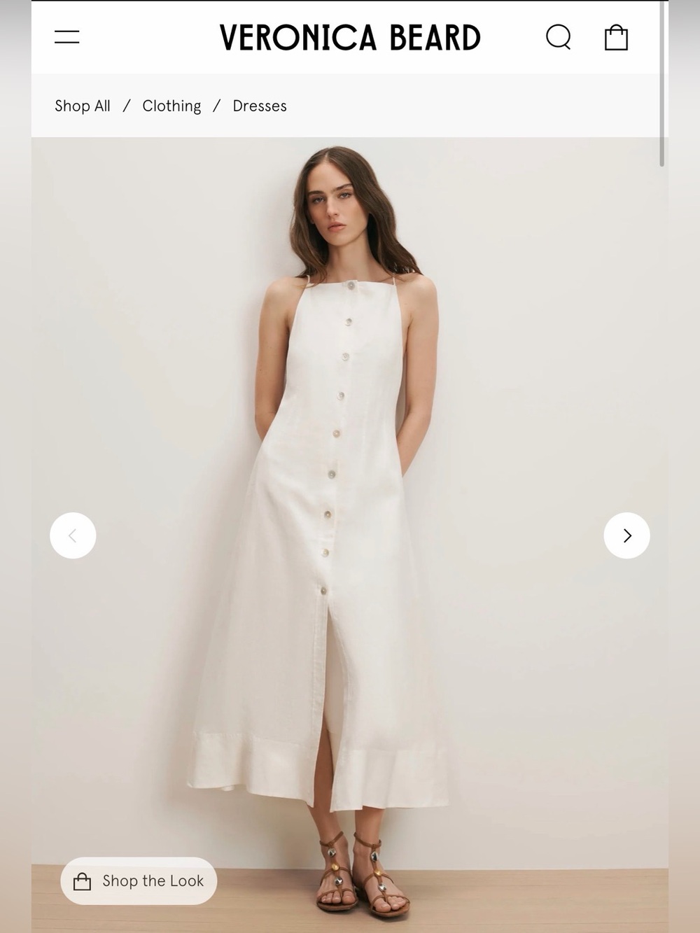 Veronica Beard Georges Linen Cream Button-Front Midi Dress - NWT - in stores now